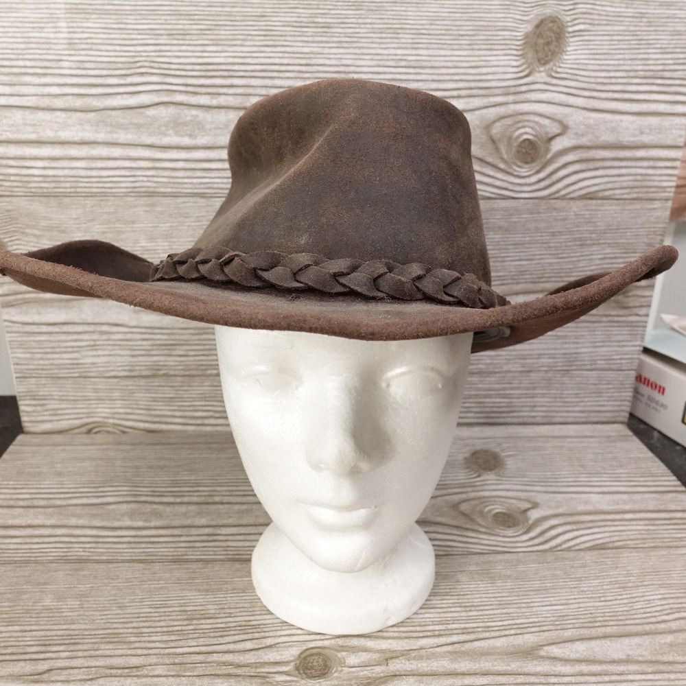 Foxfire Hat Cowboy Braided Leather Western Brown Outback XL Mens Winton Style
